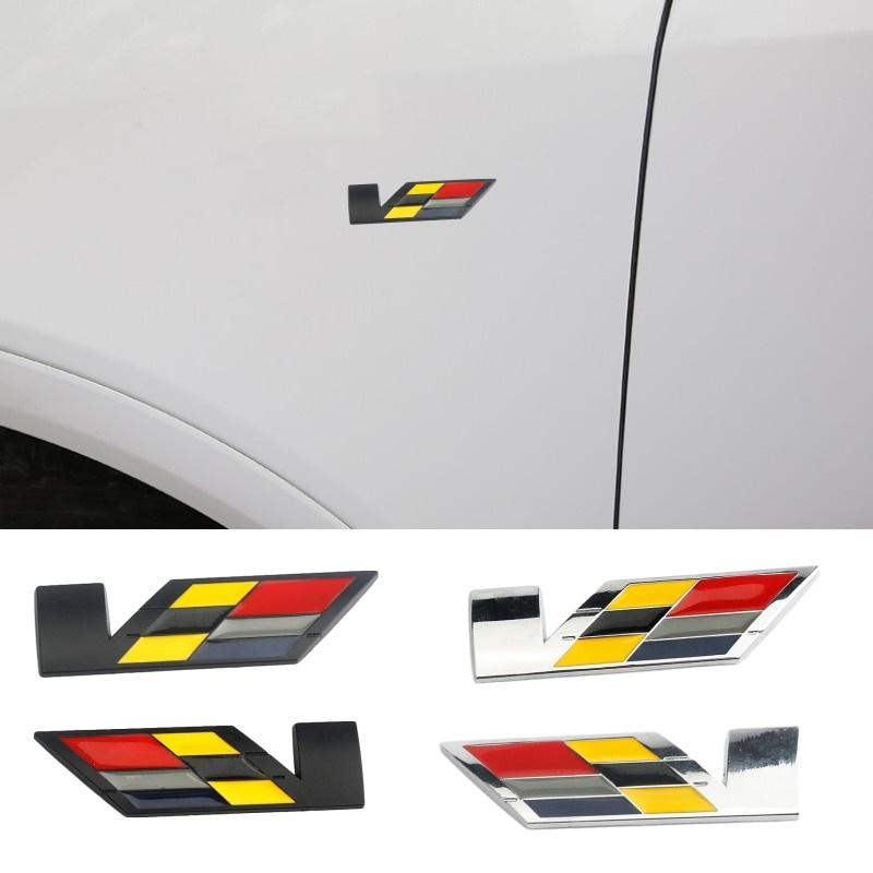 

2pcs V Logo Metal 3D Car Sticker Badge Emblem Decal Car Styling Accessories срібний