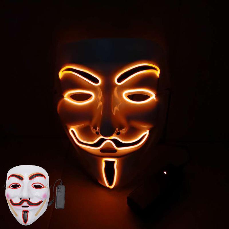 V-Shaped Luminous Halloween Mask for Adults - EL Fluorescent Party Props Standard