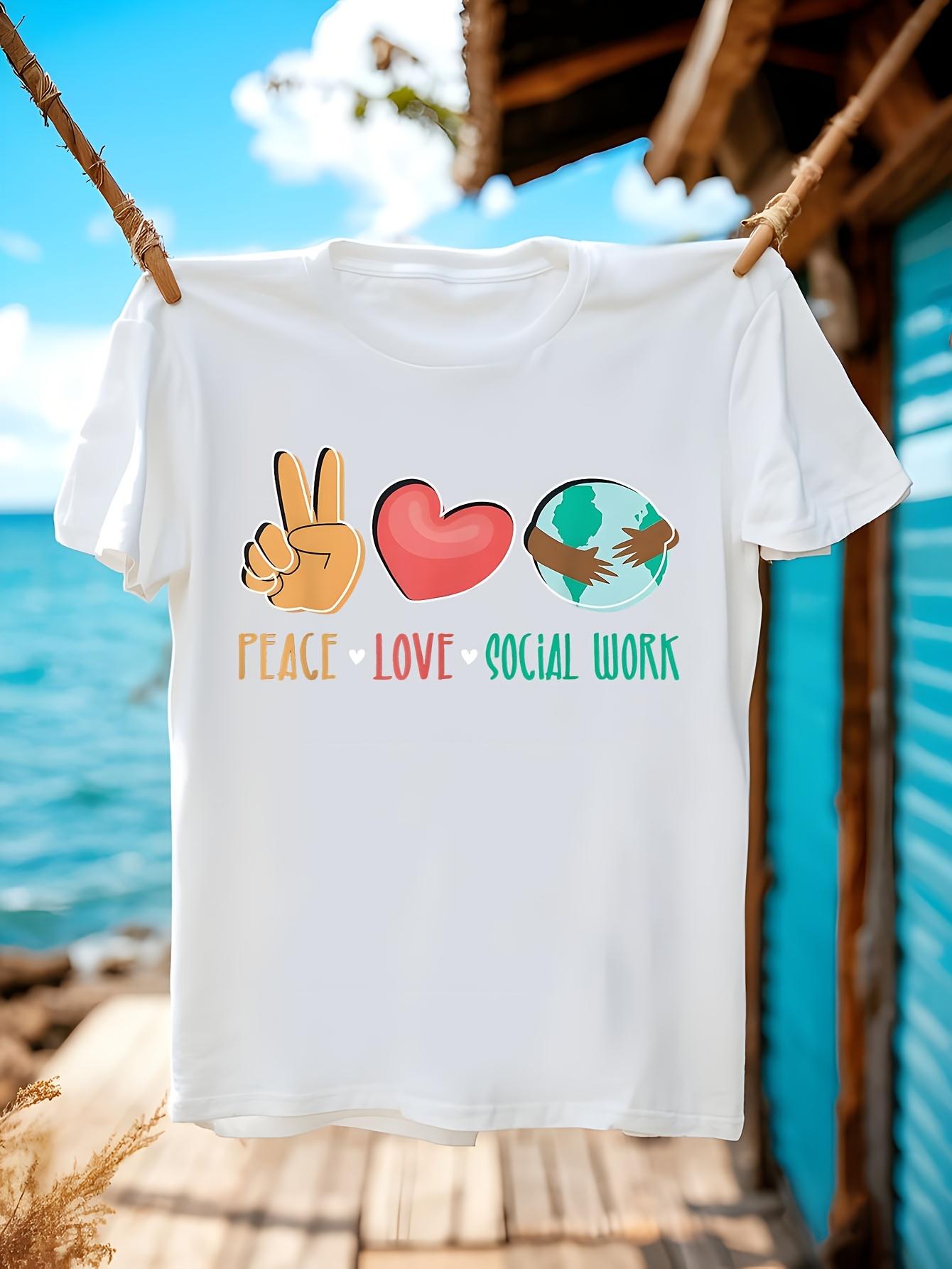 Vintage Tshirt Vintage Social Work Tshirt - Peace Love Gr... XXXL