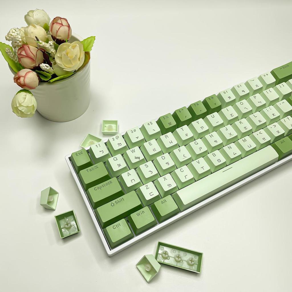 Taiwan Matcha Themed H61 Mini Mechanical Keyboard with Blue Switches, Wired/Wireless, Hot-Swappable, Traditional Chinese Pinyin Layout