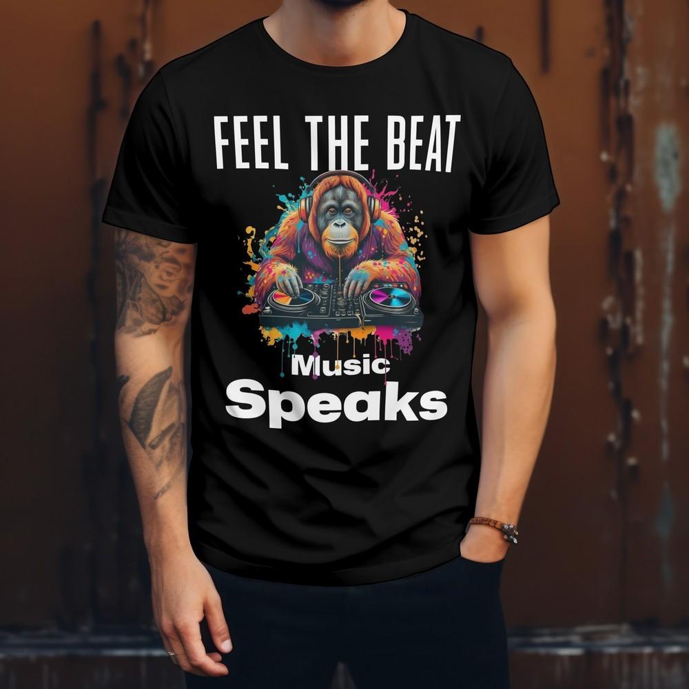 Унисекс футболка с принтом Орангутан DJ Music Speaks, Почувствуй ритм, Футболка для любителя музыки 3XL