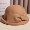 Face Looking Hepburn Style Curled Bow Hat for Women with Dome Temperament, Daughter In Law Style Wool Wool Fashion Hat