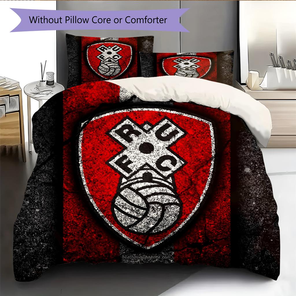 Rotherham United Badge Pattern Bedding Home Decoration Birthday Gift (1 * Duvet Cover + 2 * Pillowcase, Without Core)