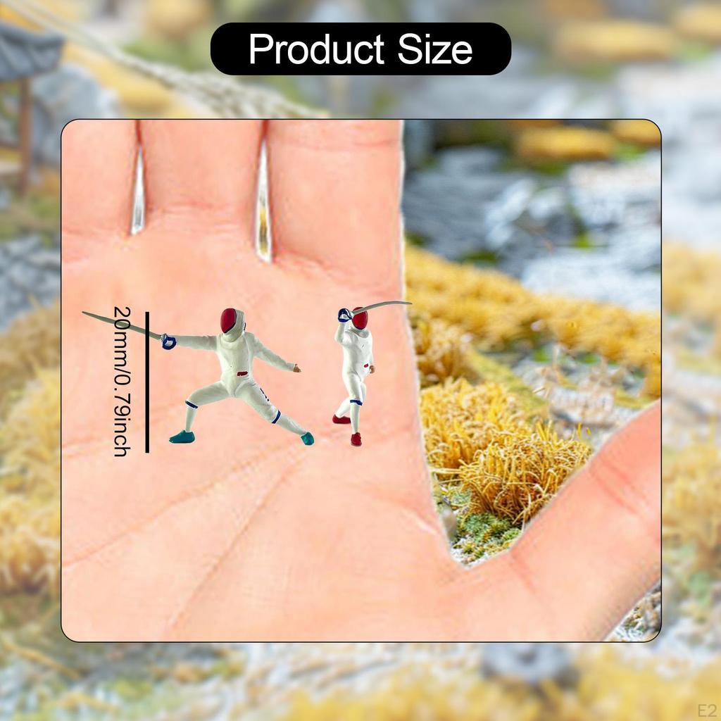 2 1/64 Maßstab Realistische Miniatur Fechter Figuren Szenenzubehör Handbemalte Harzdekoration