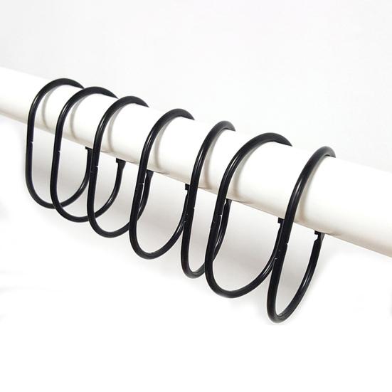 12Pcs Bathroom Shower Curtain Rings Rust Proof Tightly Closed Anti-Drop Smooth Gliding Curtain Hooks Bathroom Accessories