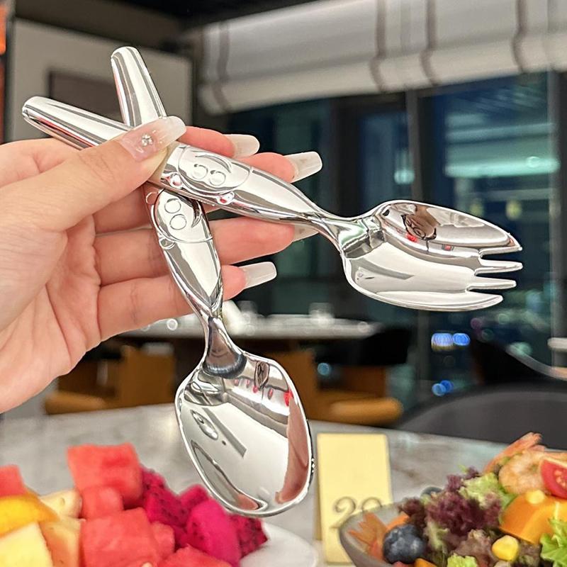 Stainless Steel Spoon Fork Children Spoon Fruit Fork Creative Cartoon Bear Fork Eating Spoon Baby Spoon Soup Spoon