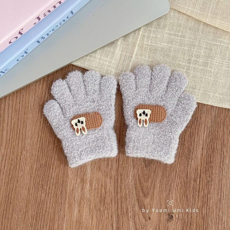 Children's gloves winter thickened infants and young children cold and warm children five-finger boys and girls knitted finger gloves