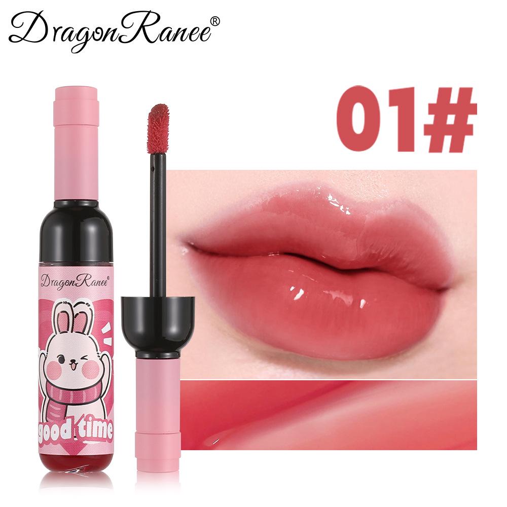 DragonRanee Cross-border Exclusive Wine Bottle Tinted Lip Gloss - Moisturizing, Long-lasting, Matte & Sweat-proof Lipstick with Water Lip Glaze.