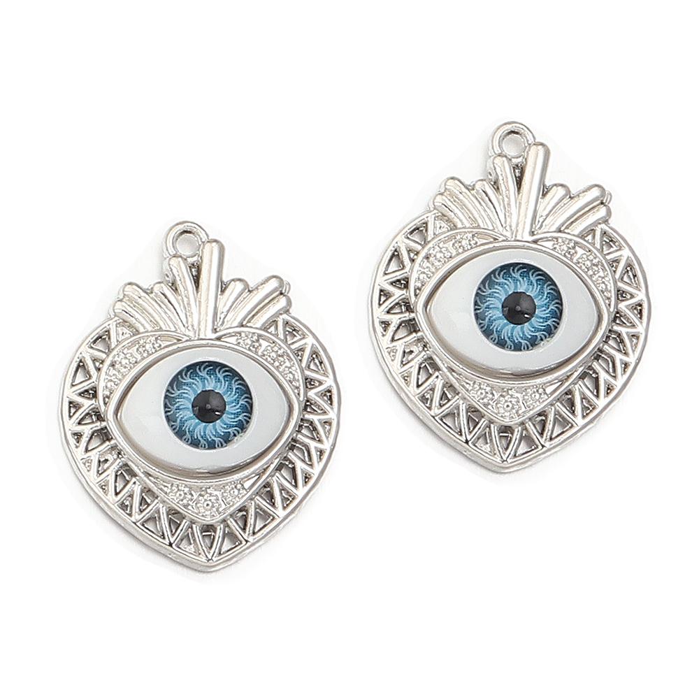 5 Stück/Los Legierung Böser Blick Anhänger Herz Stern Mond Auge Anhänger Für Schmuckherstellung DIY Halskettenanhänger Ohrringe Zubehör