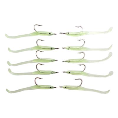 10pcs Swim Silicone Luminous Fish Eel Lure Lead Jig Head Artificial Soft Bait Worm Barbed Hook