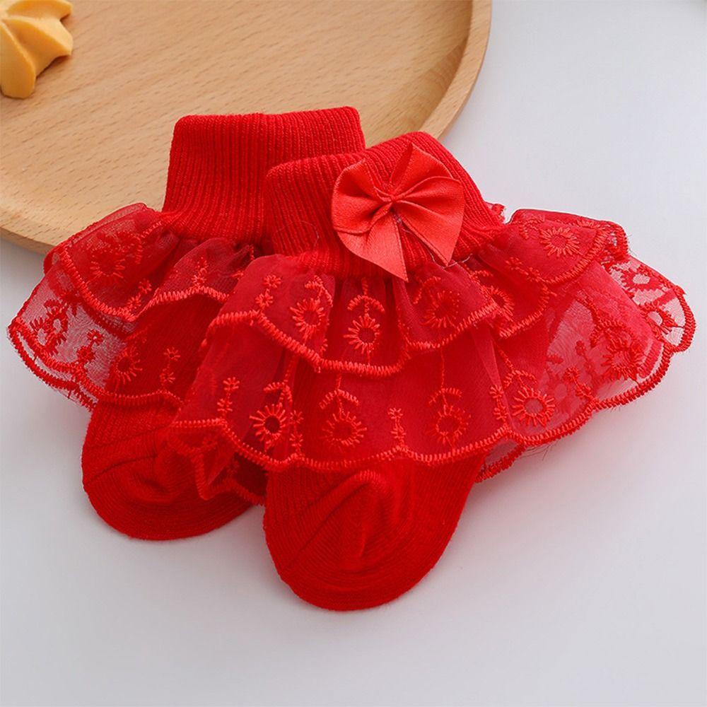 Super Soft Baby Girls Lace Socks Double-Layer Princess Dress Socks Toddler Ruffle Ankle Socks