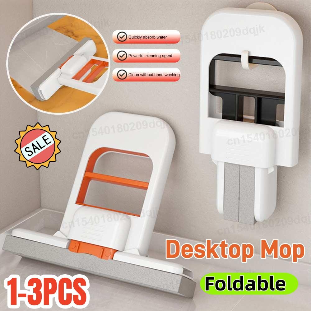 1-3pcs Handheld Cleaning Mop Mini Foldable Desktop Mop Home Replacement for Bathroom Kitchen Desktop Glass Living Room Car