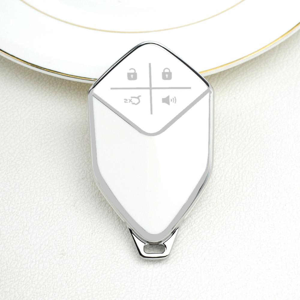 

4 Buttons Soft TPU Car Remote Key Fob For Changan Deepal S7 SL03 2023-2026 Key Case Cover Protector Key Chain Auto Accessories срібні білого кольору