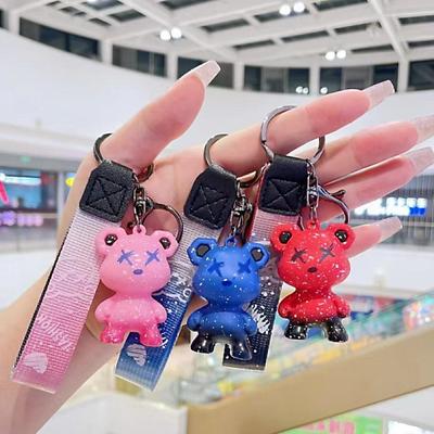 Color-Changing Starry Sky Bear Keychain - Stylish Car Charm & Purse Pendant for Couples