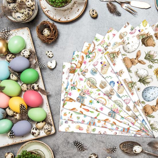Geschenkpapier mit Hasenmotiv, 50 x 70 cm (19,7 x 27,6 Zoll), Ostergeschenkpapier mit niedlichem Hasenmotiv, flach gefaltet, ideal für Ostern, Frühlingsgeburtstage, Partys, Bastelarbeiten und Dekorationen.