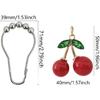 Decorative Cherry Shower Curtain Hooks Rings for Bathroom Shower Rod - Rust Proof Metal Stainless Steel Curtain Ring Set of 12 with Red Cherry Resin