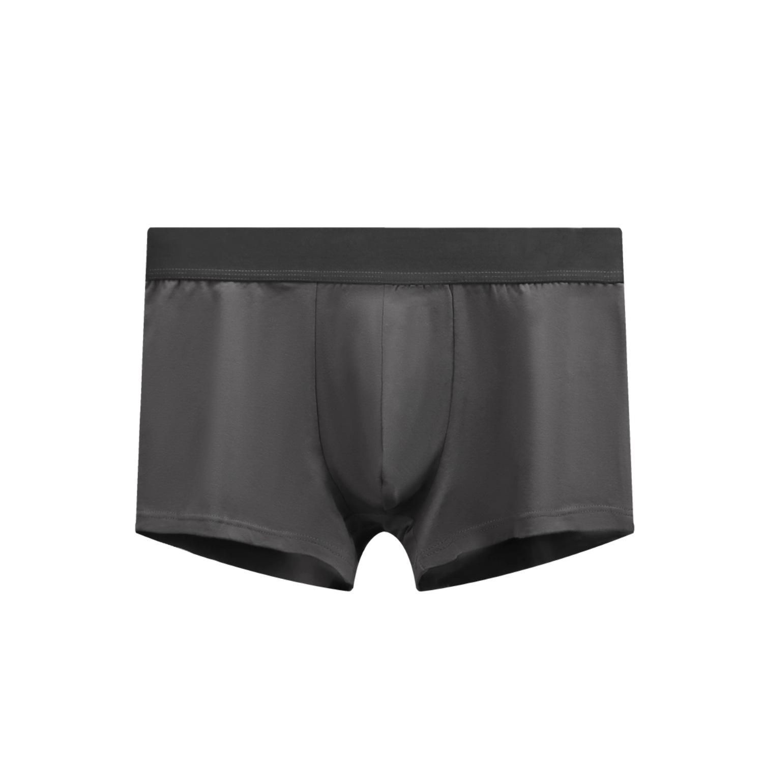 

2025 Мужские хлопковые дышащие трусы-боксеры средней посадки, однотонные L серый