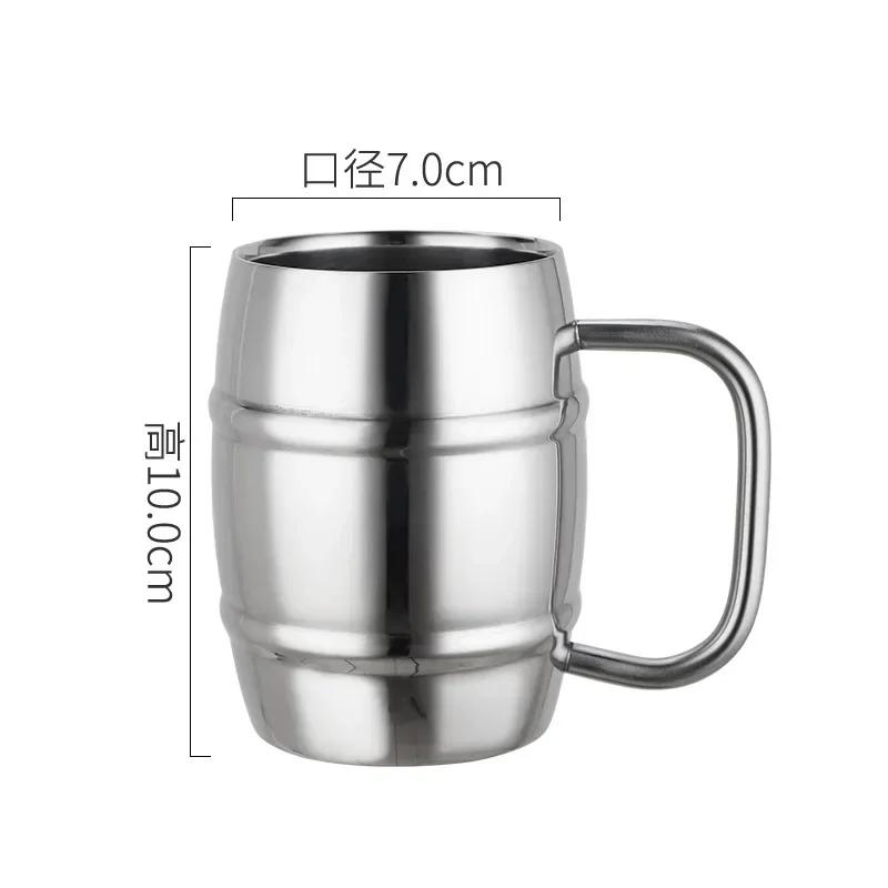 304 Stainless Steel Double Wall Insulated Beer Mug with Handle for Cold Hot Drinks Coffee Milk Tea Kids Home Bar Restaurant Use