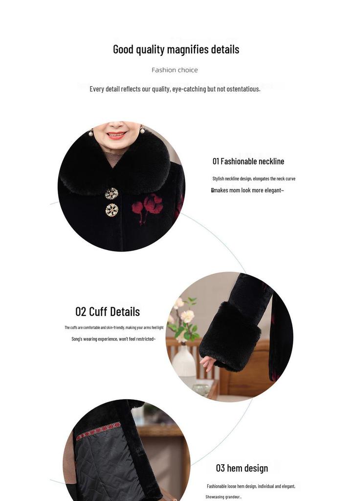 2025 Faux Mink Velvet Coat: Stylish, Thickened Outerwear for Middle-Aged & Elderly Women, Ideal for Autumn & Winter
