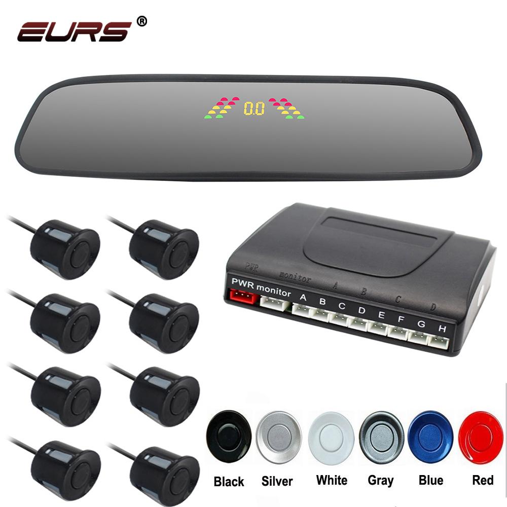 8 Sensors 22mm Car Parking Radar Parktronic System Rearview Universal Mirror Reversing Front Detection Alarm Indicator Probe