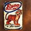 Vintage Esso Tiger Metal Tin Sign 8x12 In - Retro Wall Decor with Orange Tiger & Red/Blue Logo, Durable Rustic Design for Garage