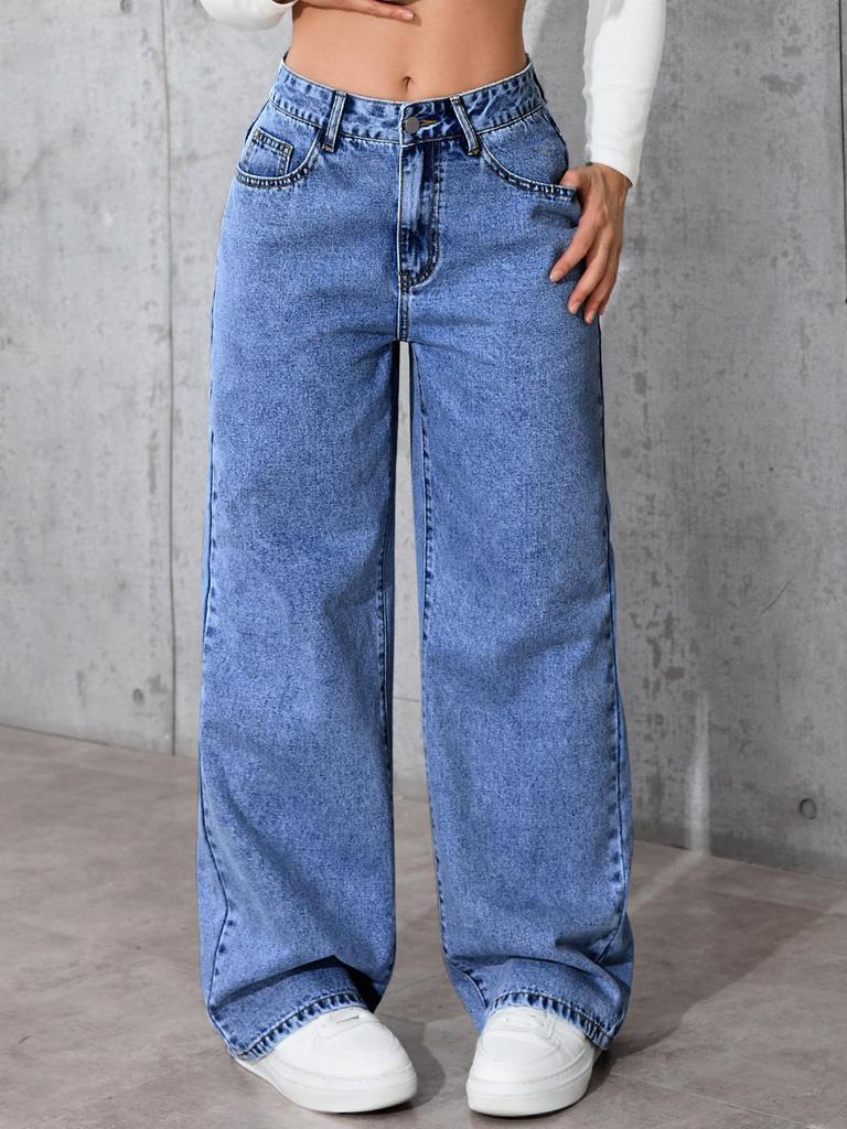Jeans da Donna in Denim a Vita Alta Gamba Dritta Dolce Piccante - Pantaloni Lunghi Casual Sformati Snellenti