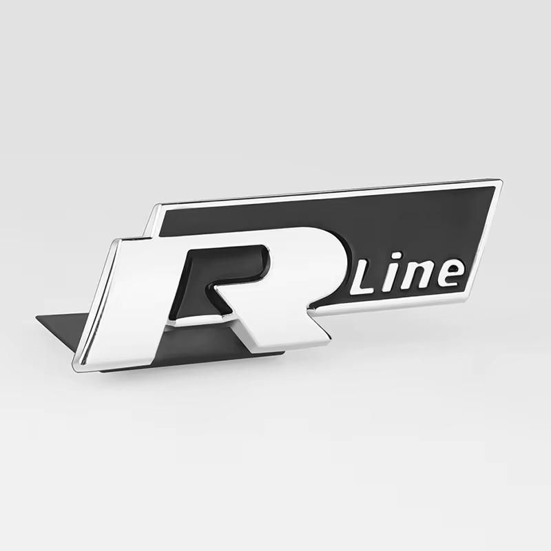 3D Metal R Line Logo, Car Front Grill Badge Rear Trunk Emblem Sticker for G-ol-f 4 5 6 7 P-ol-o P-assa-t T-igua-n T-oura-n C-C T-ouare-g