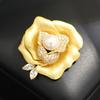 Elegant Light Luxury High Sense Gold Brushed Rose Brooch Temperament Freshwater Pearl Peony Pin Brooch Female