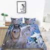 3D Wolf Print Pillowcase and Quilt Cover Full Size Bedroom Home Bedding Set Fashion Home Bedding Gift