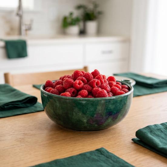 Keramik Beerenwaschschale, Selbstrotierende Hydraulische Vortex Obstreiniger mit Ablauf, Automatische Küchenobstwaschmaschine für empfindliche Beeren Erdbeeren