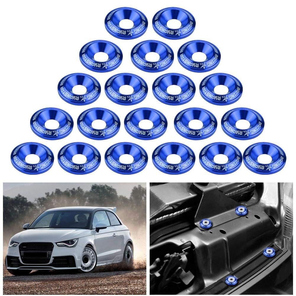 NATRUSS 20pcs Washers Bolts Screws Bumper Fender Washers Bumper Washers Aluminum Bolts Engine Bay Dress Up Kit 2 Colors (Blue)