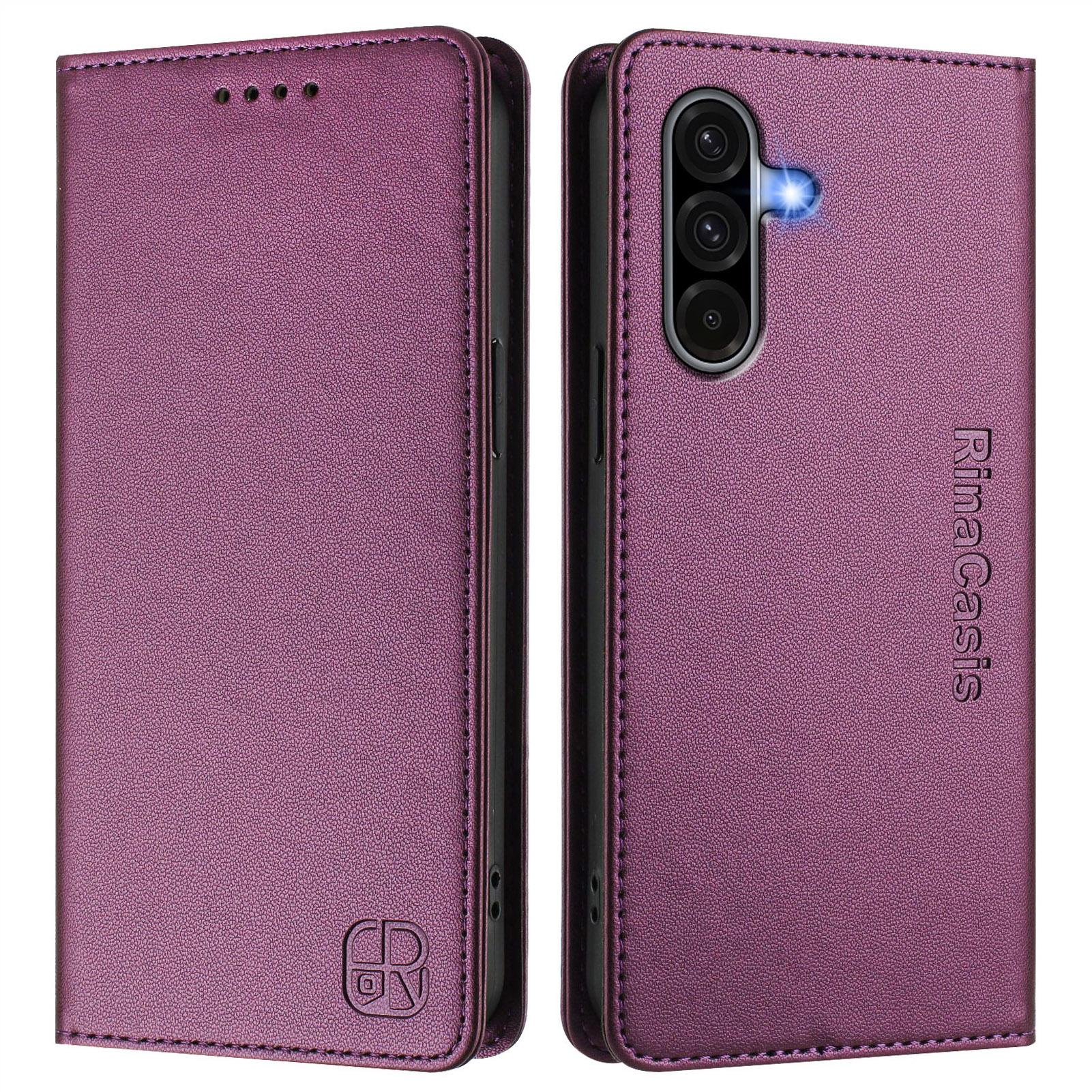 

Шкіряний чохол RINACASIS RC01 для Samsung Galaxy S24 FE з блокуванням RFID, магнітним закриттям Violet