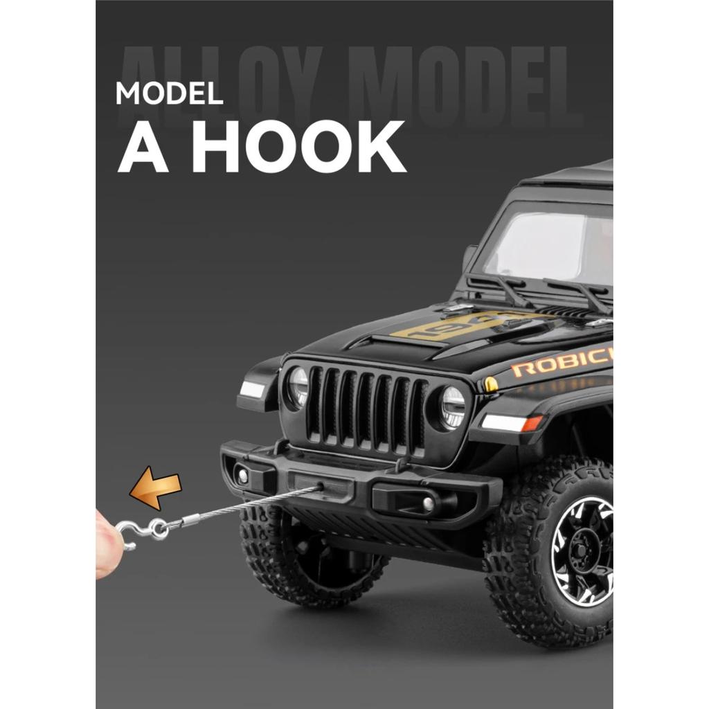 1/24 Jeep Wrangler Rubicon Off Road SUV Alloy Diecast Model Car Premium Home Trendy Toys Display Decorations Birthday Gifts Boy