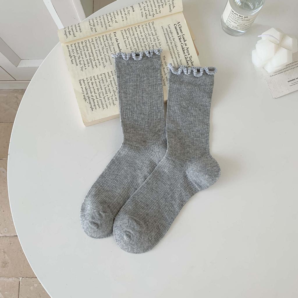 Boneless Socks Summer Thin Mesh Breathable Stacking Socks Wooden Ear Edge Medium Tube Socks Loose Lace Confinement Socks Women