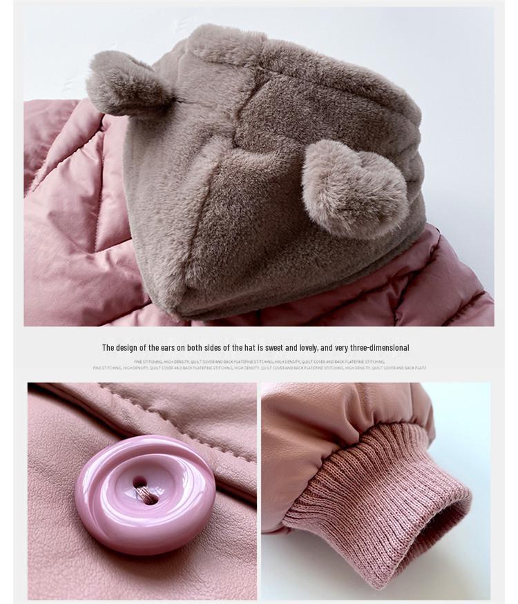 Winterlicher Mädchen-Baumwollmantel mit Kapuze im koreanischen Stil mit Fleecefutter - Mittellange und warme Jacke