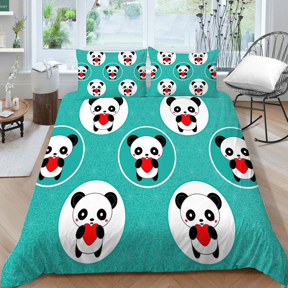 Panda Duvet Cover Queen Size Bedding Bamboo Home Textiles Children Boy Girl with Pillowcase Highend Bedding Cover