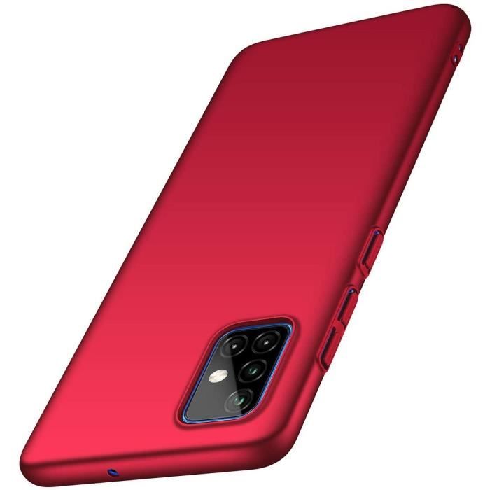 Coque de Protection - PROSHOP - pour Samsung Galaxy A51 - Souple - Rouge - 2 Verres Trempés