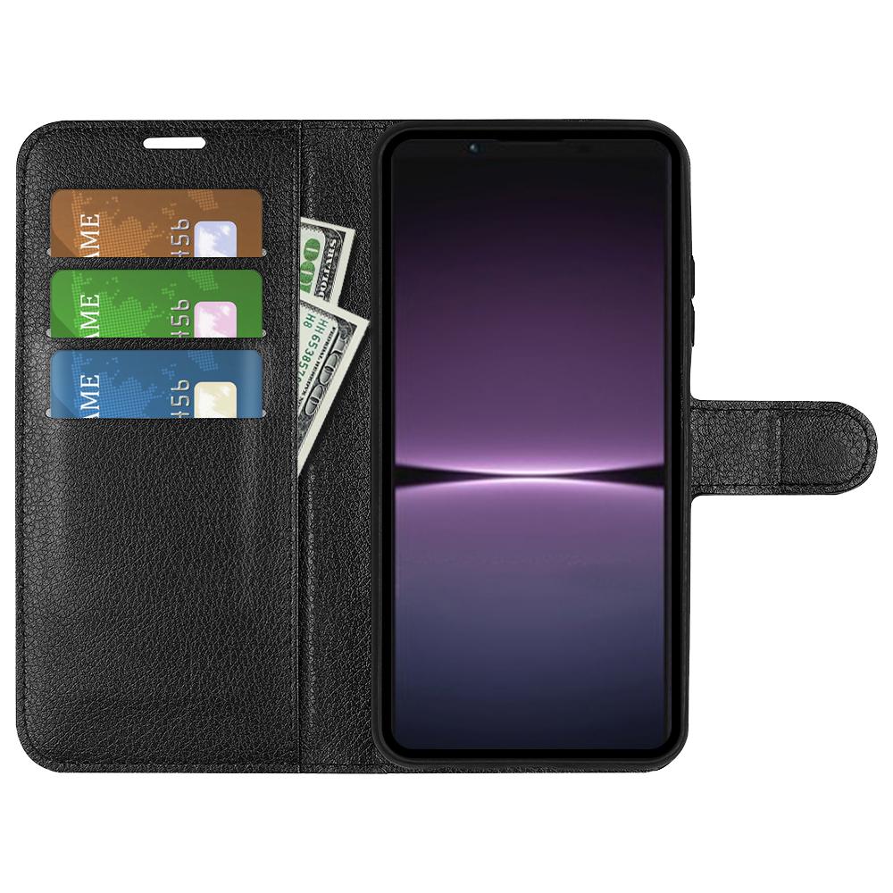 For Sony Xperia 1 V PU Leather Litchi Texture Phone Case Wallet Stand Flip Cover