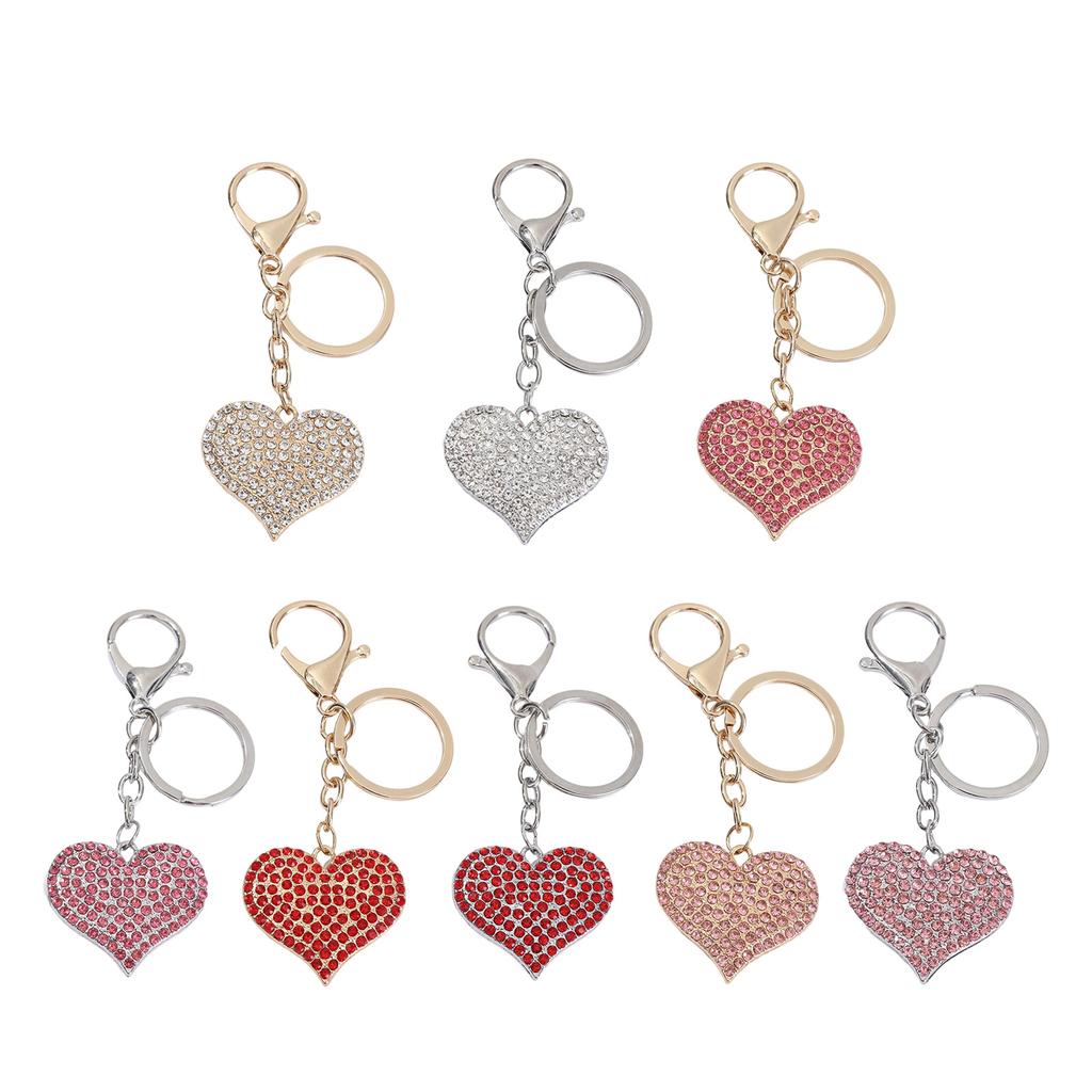 Fashion Heart Key Holder Rhinestoned Keyring Zinc Alloy Keychain Hanging Pendant Charm For Everyday Carry