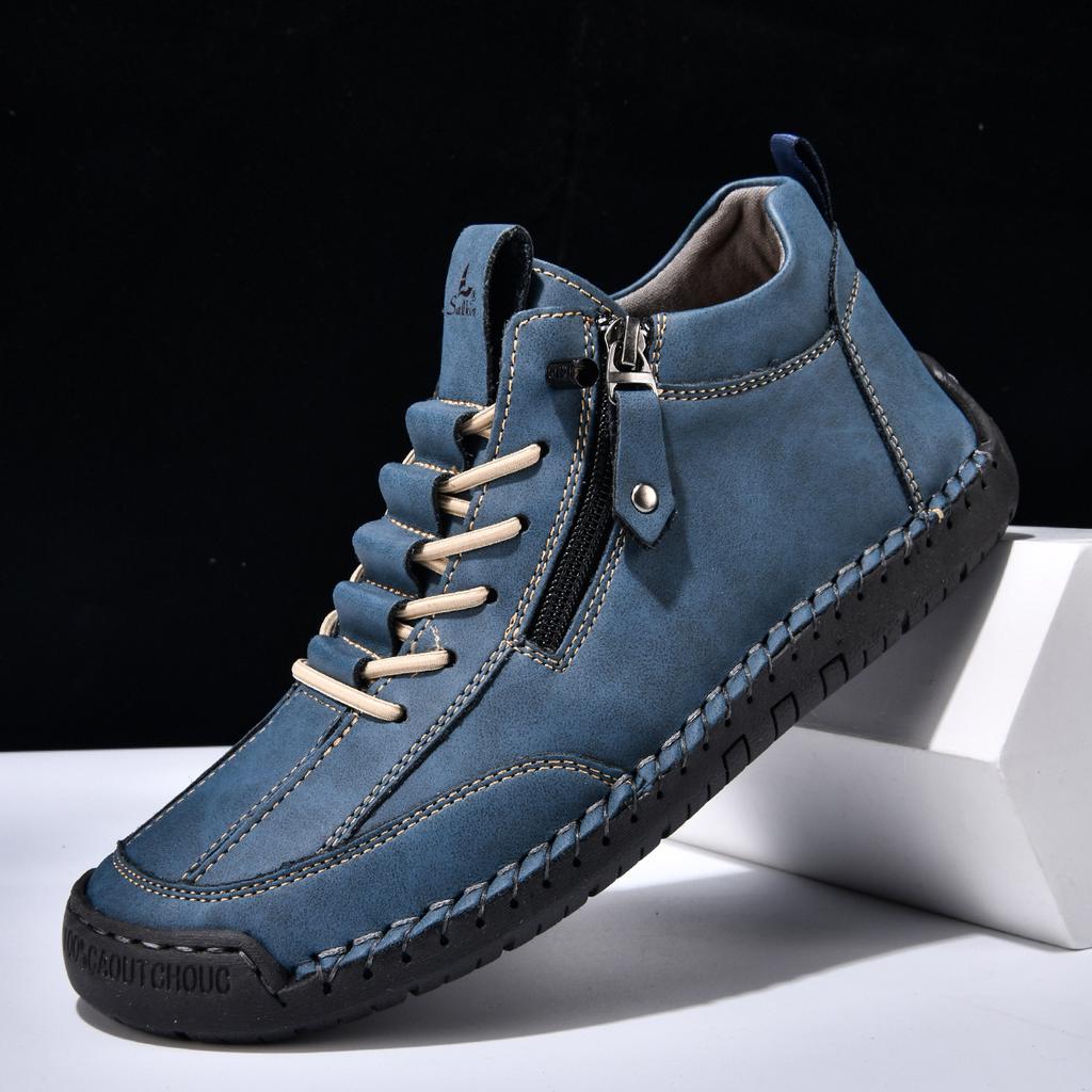 Popular Men's Martin Boots Medium Help Casual Shoes Short Boots British Large Size Shoes Sewn Men