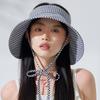 Foldable Sun Protection Hats Plaid Print Wide Brim Sunhat Fashion Summer Fisherman Cap  Fishing