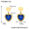 Colorful Heart Glass Stone Tassel Earrings & 18K Gold Plated Stainless Steel Necklace