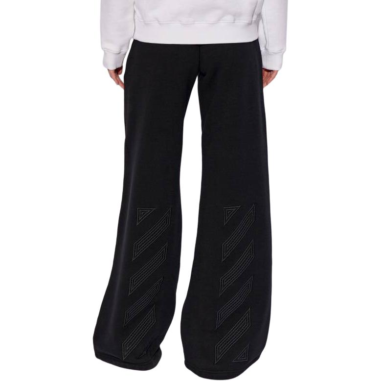 Off-White Solid Color Lace-Up Wide-Leg Casual Pants Loose Fit Women bottoms Black OWCH022S24FLE0021010