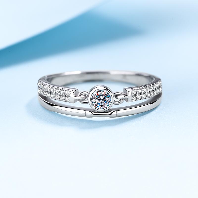 Fine Jewelry Engagement Ring for Women 925 Sterling Silver Pass Diamond Tester 0.1CT Moissanite Ring With Certified