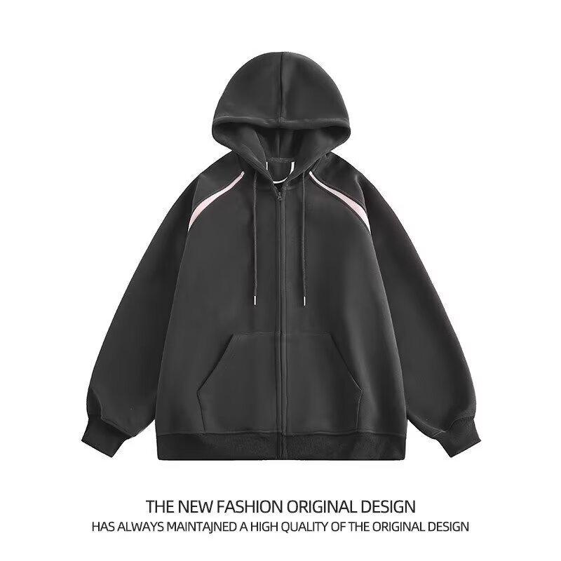 

Унисекс Кардиган с капюшоном в стиле пэчворк с цветными блоками - Повседневная осенне-зимняя куртка XXXL темно-серого