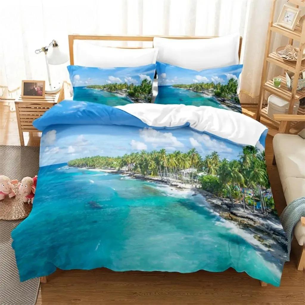 3D Print Seaside Beach Bedding CollectionDuvet Cover Comforter Bed Collection Quilt Cover PillowcaseKing Queen Twin Size Boys Girls Adultse