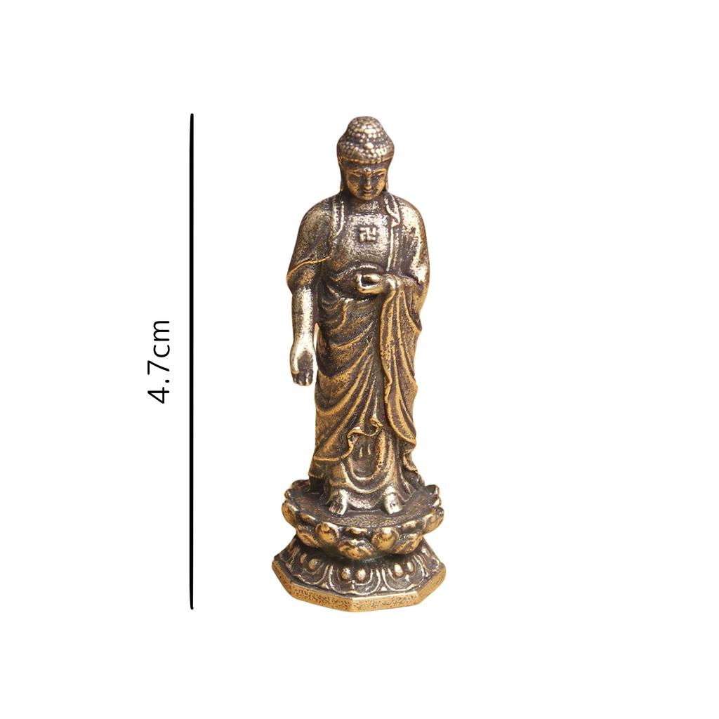 Miniature Shakyamuni Buddha Statue, Metal, Standing Buddha Statue, 47mm, Ideal for Amulets and Pilgrimages
