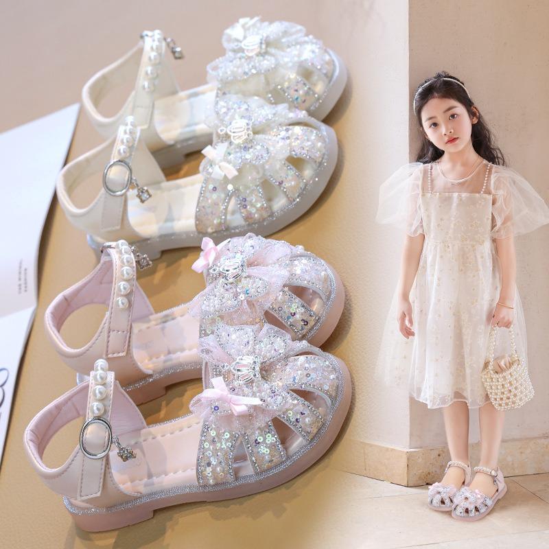 New Summer Princess Crystal Sandals, Popular Shoes for Baby Girls