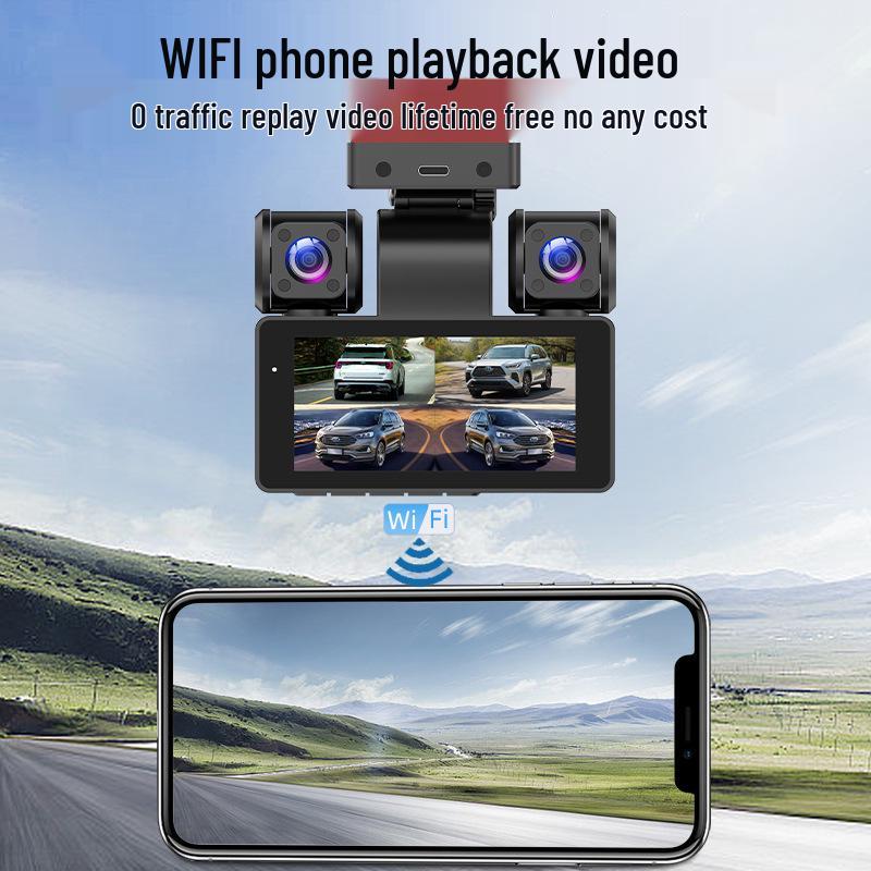 4K HD 360° Panoramic Dash Cam with Night Vision, Front & Rear Dual Recording, No-Wire Installation, Parking Monitor