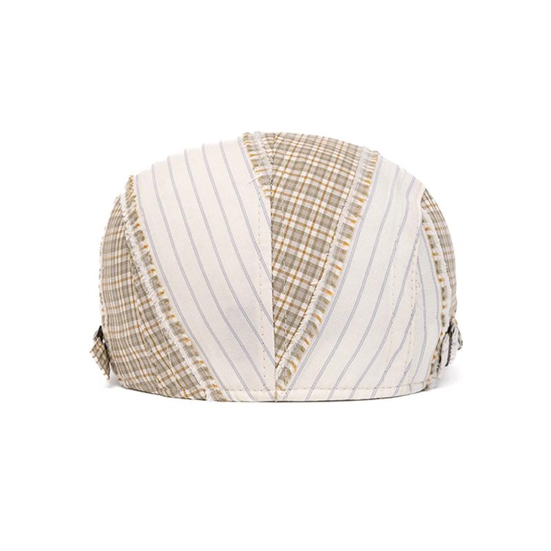 Beret British Retro Color Block Peaked Cap Women's Summer Plaid Newsboy Cap
